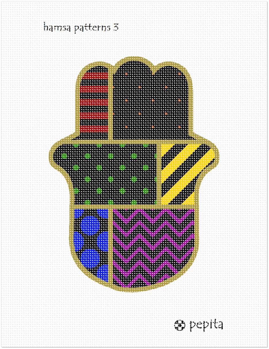 Hamsa Patterns 3 Needlepoint Kit or Canvas (Jewish/Judaica)